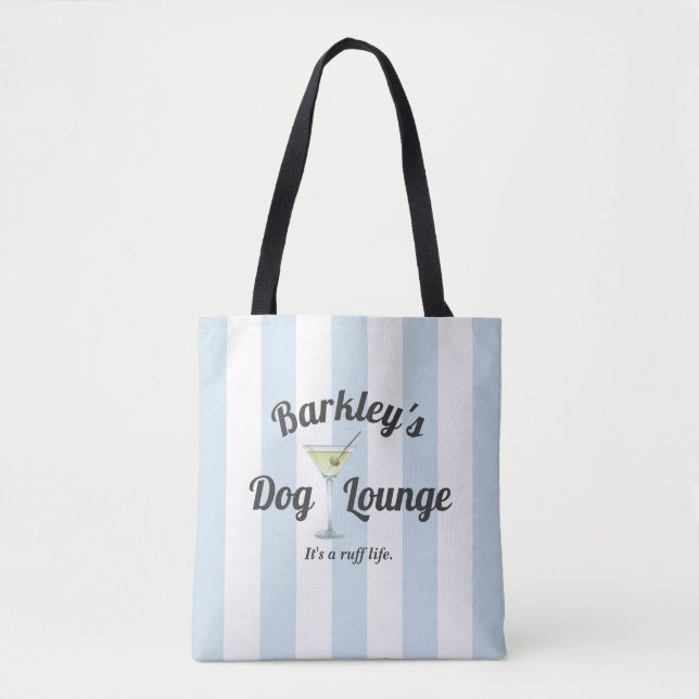 Tote Bag Funny Blue Stripes Personnalisé Dog Lounge (Devant)
