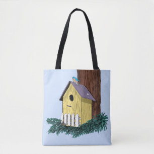 Tote Bag Funny Bluebird sur Birdhouse