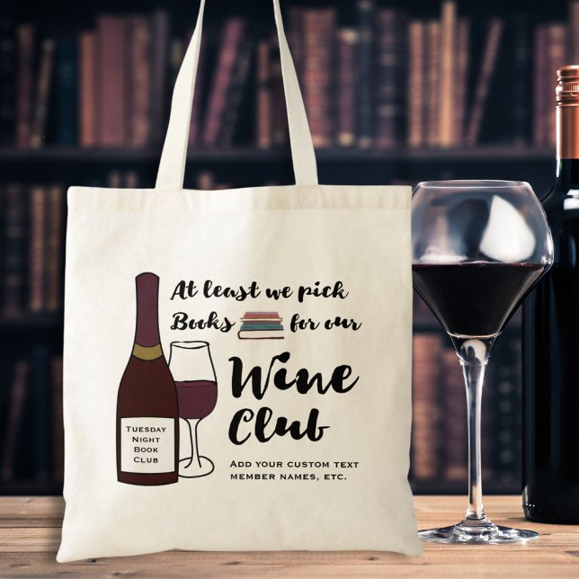 Tote Bag Funny Book Club | Vraiment Vin Club Livraison Pers (Créateur téléchargé)