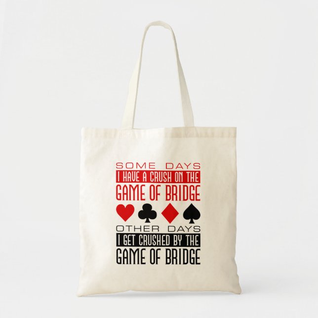 Tote Bag Funny Bridge Player Club écrasé jeu de pont (Devant)