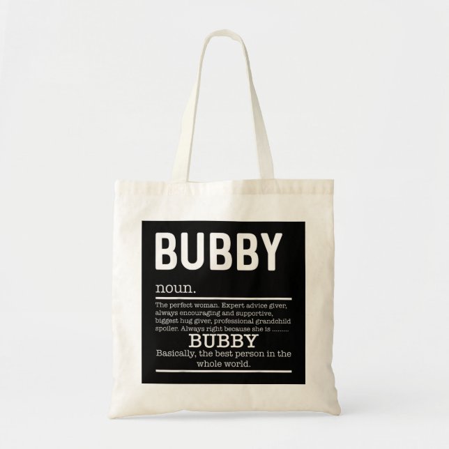 Tote Bag Funny Bubby Définition Grand-mère Fête des mères C (Devant)