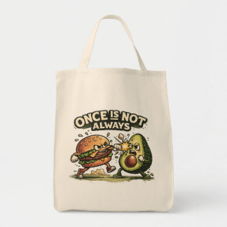 Tote Bag Funny Burger vs Avocado