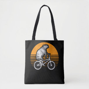 Tote Bag Funny Capybara vélo d'équitation Retro Capibara vé