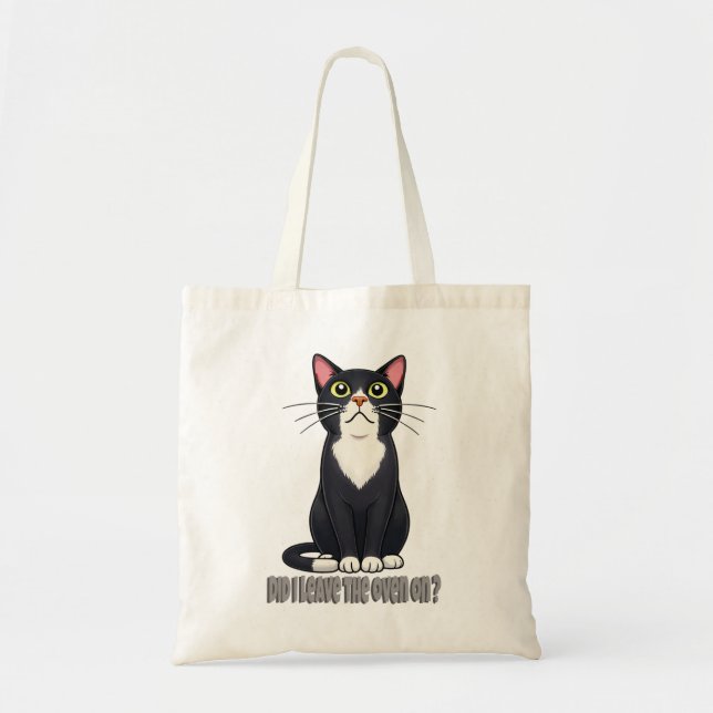 Tote Bag Funny Cat Anxiety – Did I Leave the Oven On (Devant)