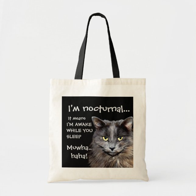 Tote Bag Funny Cat est Nocturne Evil Laugh (Devant)