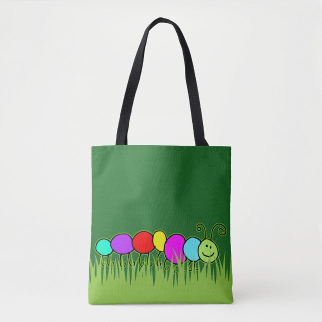 Tote Bag Funny Caterpillar Netty & grass (Devant)
