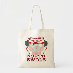 Tote Bag Funny Christmas Santa Claus Swole Weightlifter