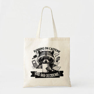 Tote Bag Funny Coffee Raccoon – Caffeine & Bad Choices Art