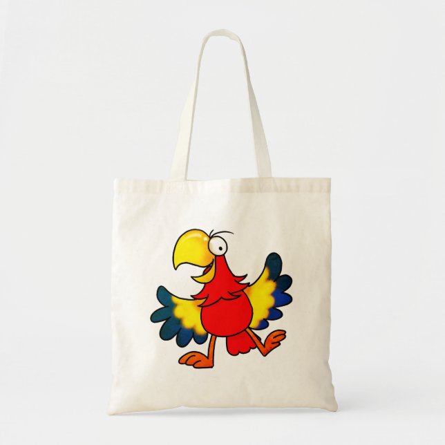 Tote Bag Funny Colorful Cartoon Parrot Bird (Devant)