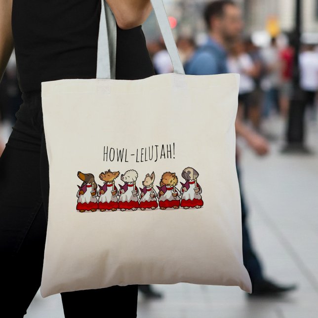 Tote Bag Funny Dog Choir Howllelujah Choirboys Pug Cartoon (Créateur téléchargé)