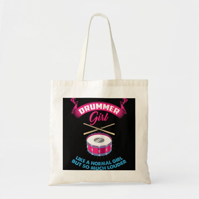 Tote Bag Funny Drummer Girl Music Marching Band Drumming Pe (Devant)