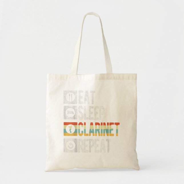 Tote Bag Funny Eat Sleep Clarinet Repeat Player Musician Re (Devant)