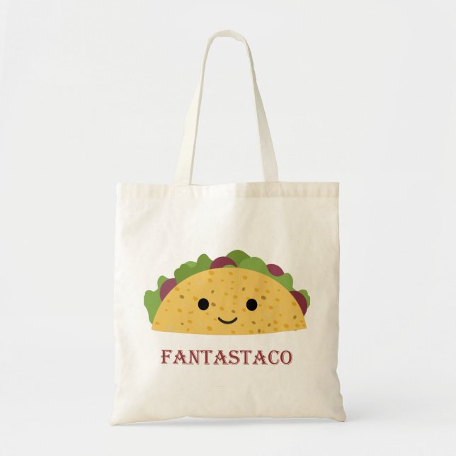 Tote Bag Funny Fantastaco Taco Pun Cute Kawaii Taco (Devant)