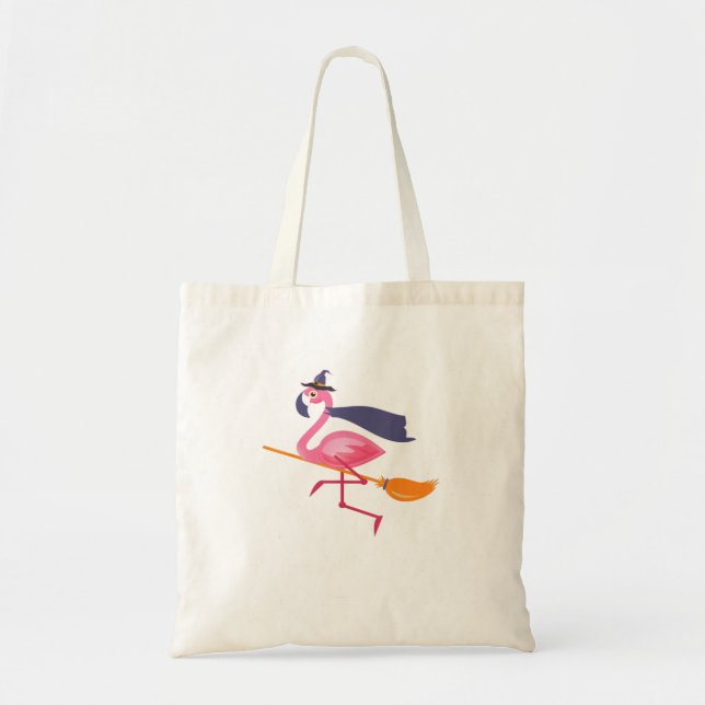 Tote Bag Funny Flamant rose Halloween sorcière (Devant)