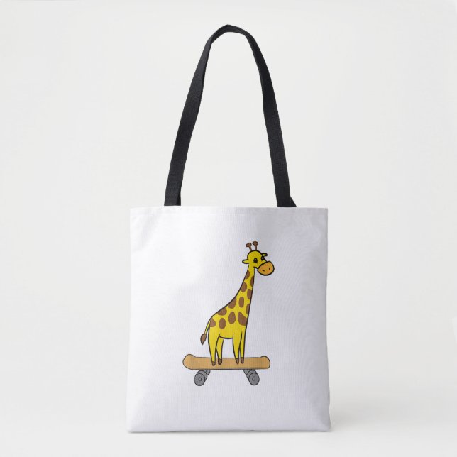 Tote Bag Funny Giraffe Lover Giraffe Skateboard (Devant)