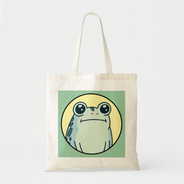 Tote Bag Funny Green Deadpan Frog Toad  (Devant)