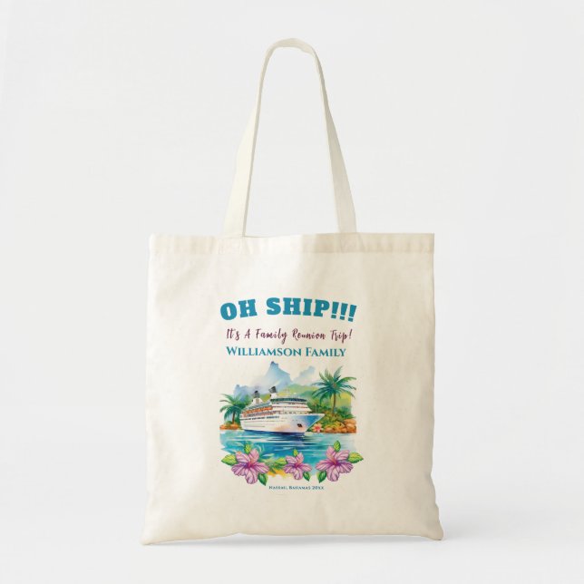 Tote Bag Funny Island Cruise Ship Reunion famille de bateau (Devant)