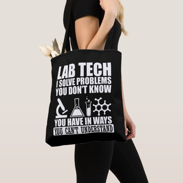 Tote Bag Funny lab tech cite laboratoire technicien humour (De près)