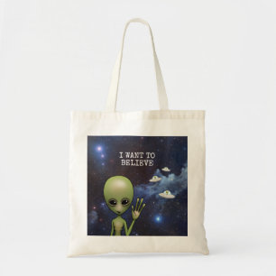 Tote Bag Funny Little Green Man Space Alien Sci Fi Galaxy