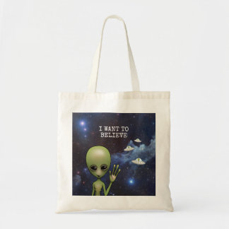 Tote Bag Funny Little Green Man Space Alien Sci Fi Galaxy