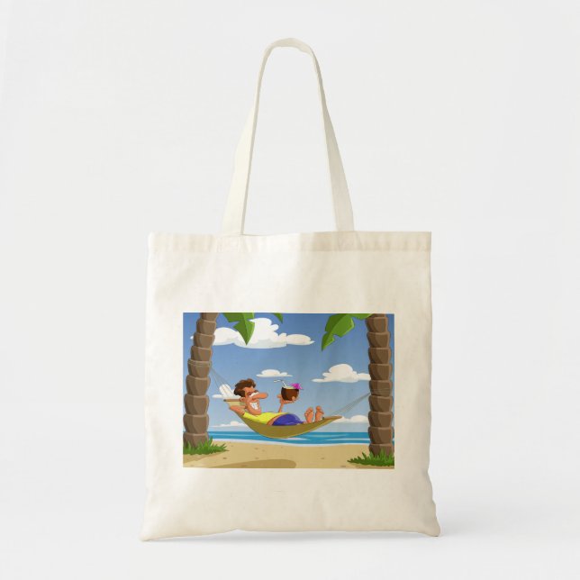 Tote Bag Funny Man Relaxing in Beach Hammock (Devant)