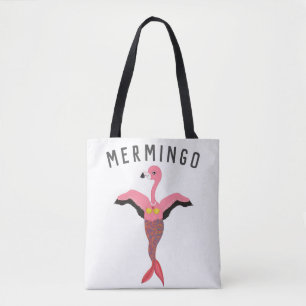 Tote Bag Funny Mermingo Graphic : hybride Flamant rose-sirè
