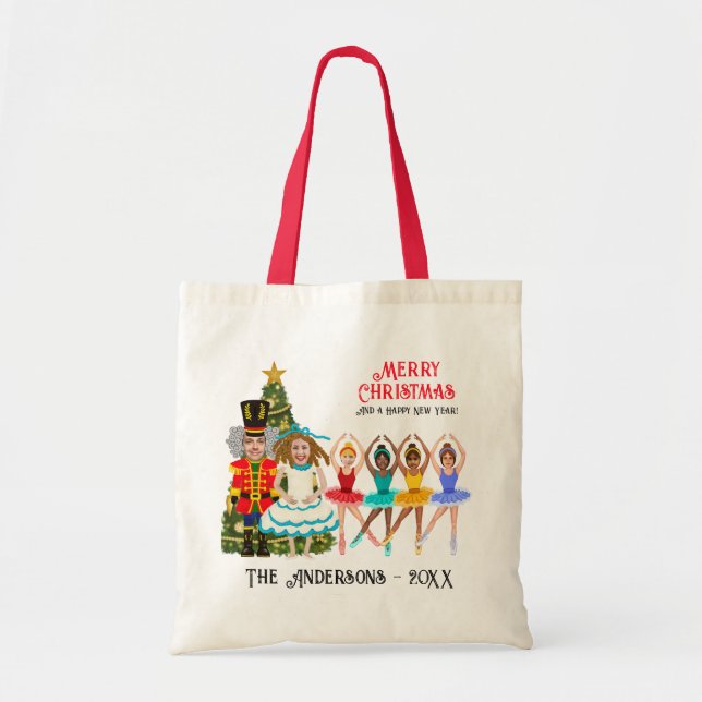 Tote Bag Funny Nutcracker Famille de six | Quatre Ballerina (Devant)