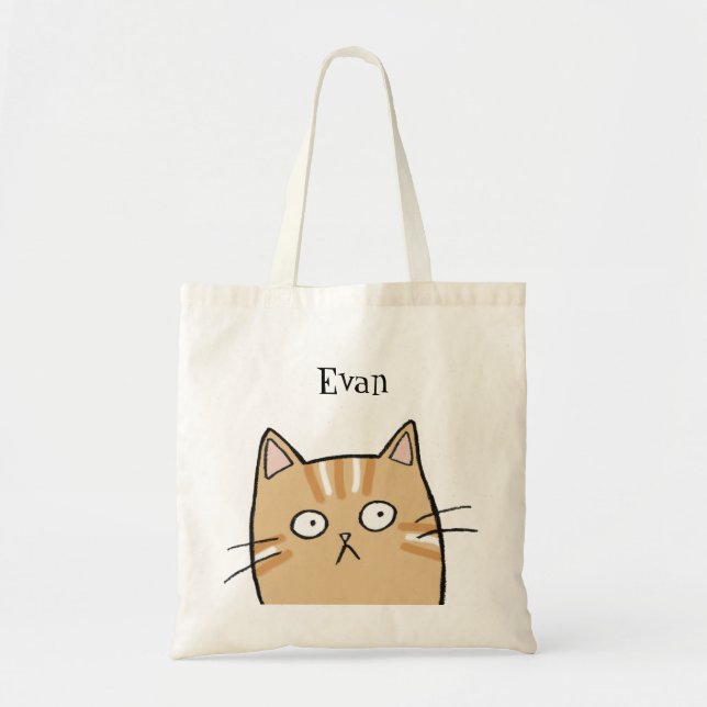 Tote Bag Funny Orange Tabby Chat Nom personnalisé Livres de (Devant)