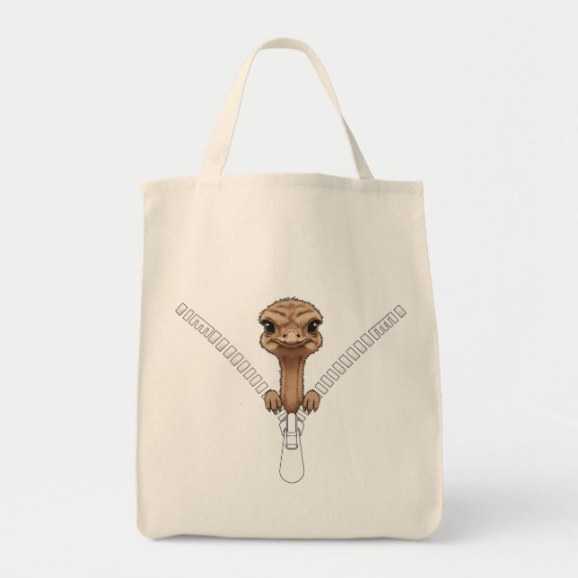 Tote Bag Funny Ostrich Peek  (Devant)