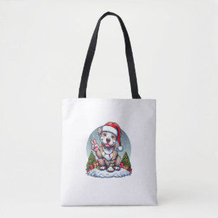 Tote Bag Funny Paix Mains Pitbulles lumières de Noël Femmes