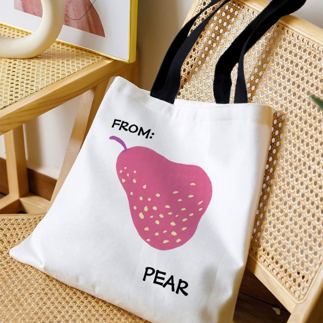 Tote Bag Funny Pear Pun – “From: Pear” Pop Art Fruit Canva (Créateur téléchargé)