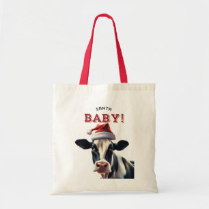 Tote Bag Funny Père Noël bébé Noël Holstein vache