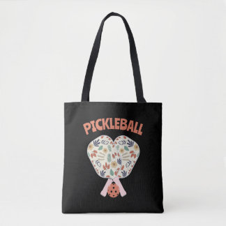 Tote Bag Funny Pickleball - Paddle Floral