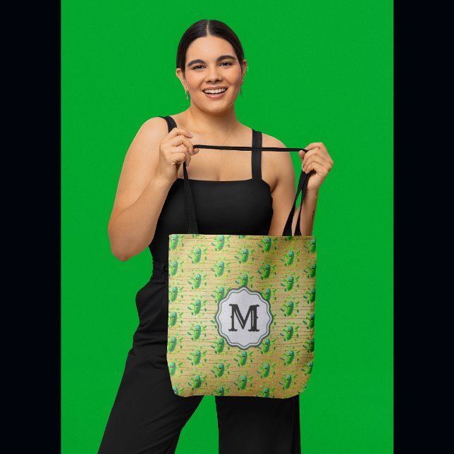 Tote Bag Funny Pickleman Monogramme (Preppy trendy look with your monogram!)