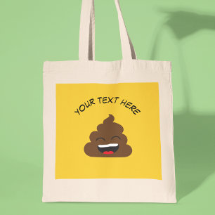 Tote Bag Funny Poop Emoji with Custom Message