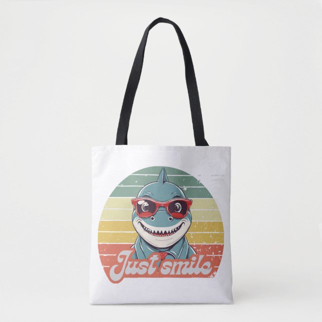 Tote Bag Funny requin invitation vous sourire (Devant)
