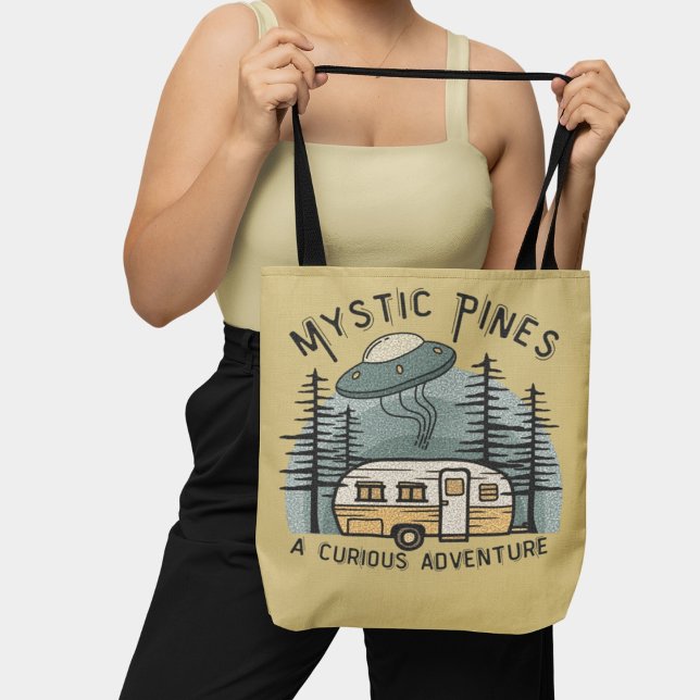 Tote Bag Funny Retro Sunset Camper Trailer Alien UFO (Créateur téléchargé)