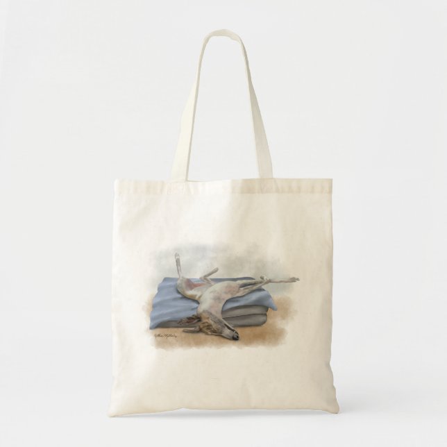 Tote Bag Funny Sleeping Greyhound Cartoon (Devant)