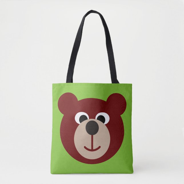Tote Bag Funny Smiling Teddy Bear + votre arrière - plan &  (Devant)