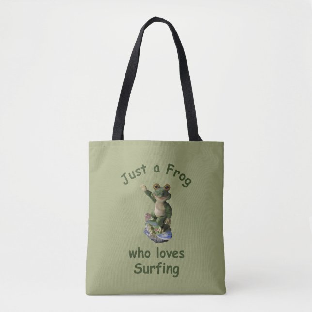 Tote Bag Funny surf Kawai grenouille (Devant)