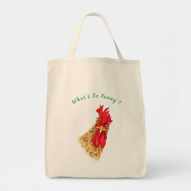 Tote Bag Funny Surpris Curious Rooster - Ce qui est si drôl (Devant)