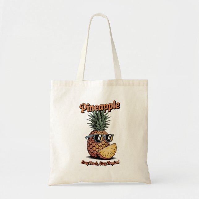 Tote Bag Funny Vintage ananas Tropical Retro (Devant)