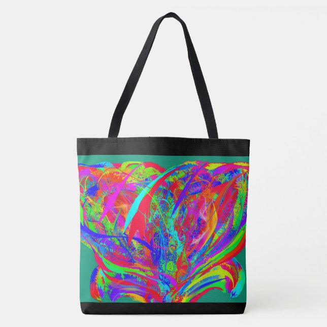 Tote Bag Furry Rainbow Colored Flower (Devant)