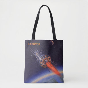 Tote Bag Fusée de science-fiction vintage dans l'espace au-