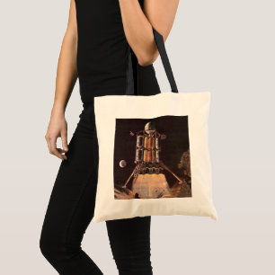Tote Bag Fusée de science-fiction vintage qui s'éloigne de 