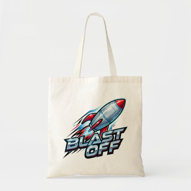 Tote Bag Fusée spatiale chrome Blast Off (Devant)