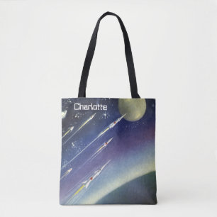 Tote Bag Fusées de science-fiction vintage dans l'espace pa