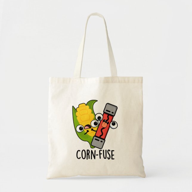 Tote Bag Fusible de maïs amusant Confus Pun (Devant)