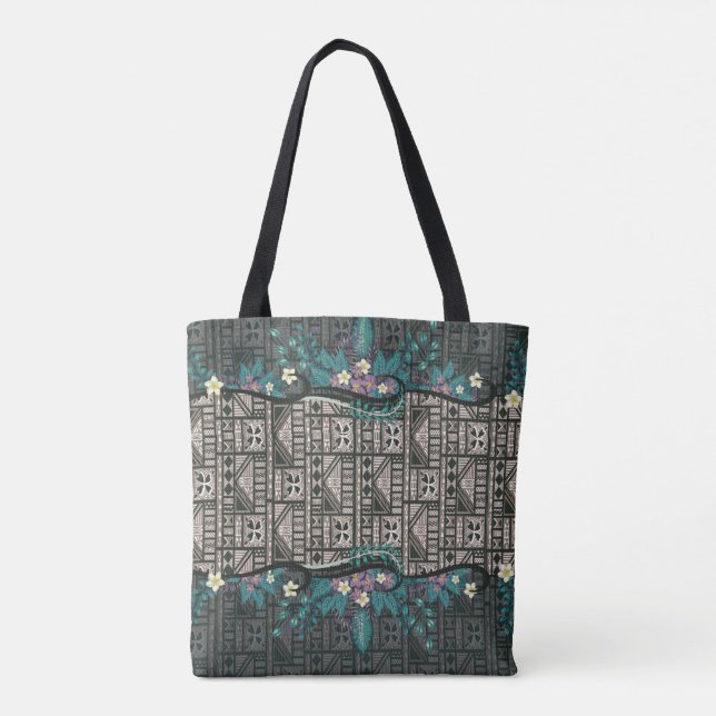 Tote Bag Fusion de tapa botanique hawaïenne (Dos)