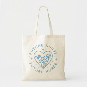 Tote Bag Futur infirmier étudiant floral preppy bleu esthét